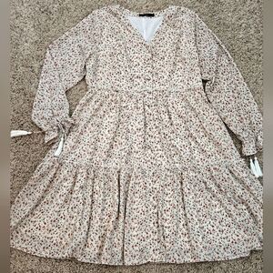 Mikarose White and Red Floral Dress